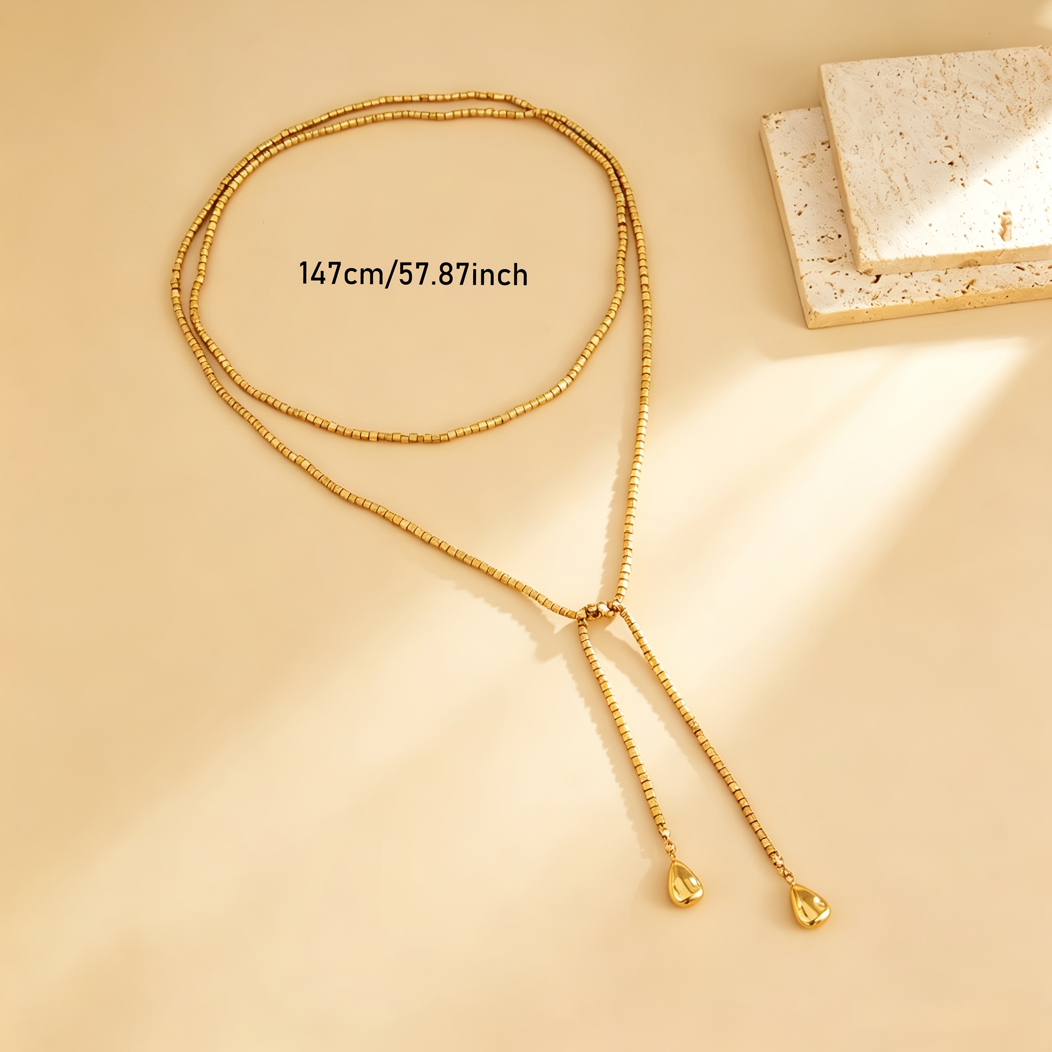 Women's Minimalist Multi-Layer Square Bead Chain Necklace